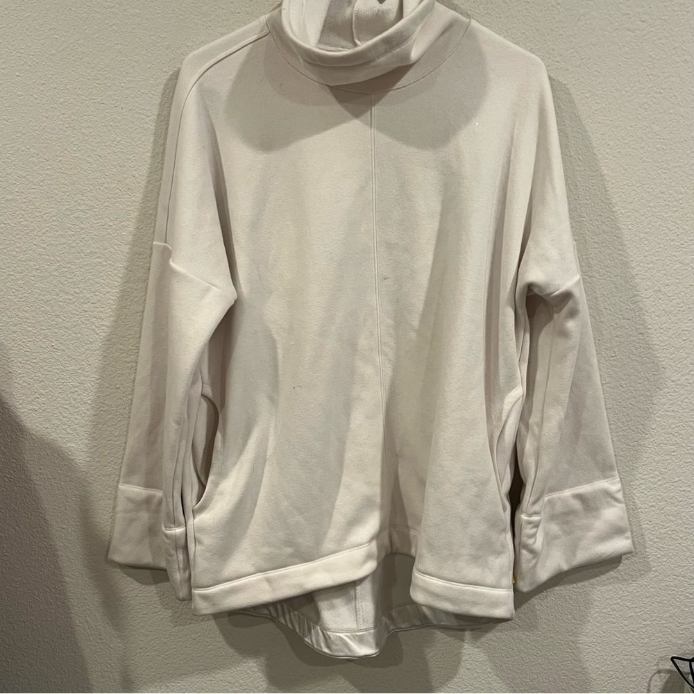 Athleta size small white cowl/turtleneck sweater with fuzzy soft inside
